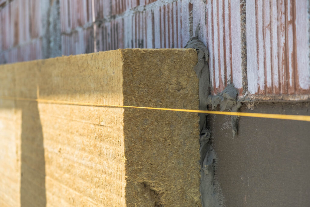 Rock,Wool,Insulation,Boards,Installed,On,The,Facade,Wall