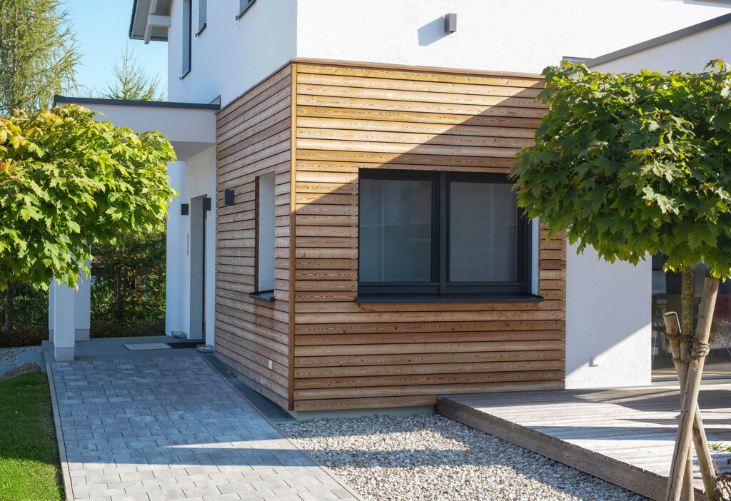 Finished,House,With,Fast,Construction,,Wooden,Cladding,,Economical,Environmentally,Friendly